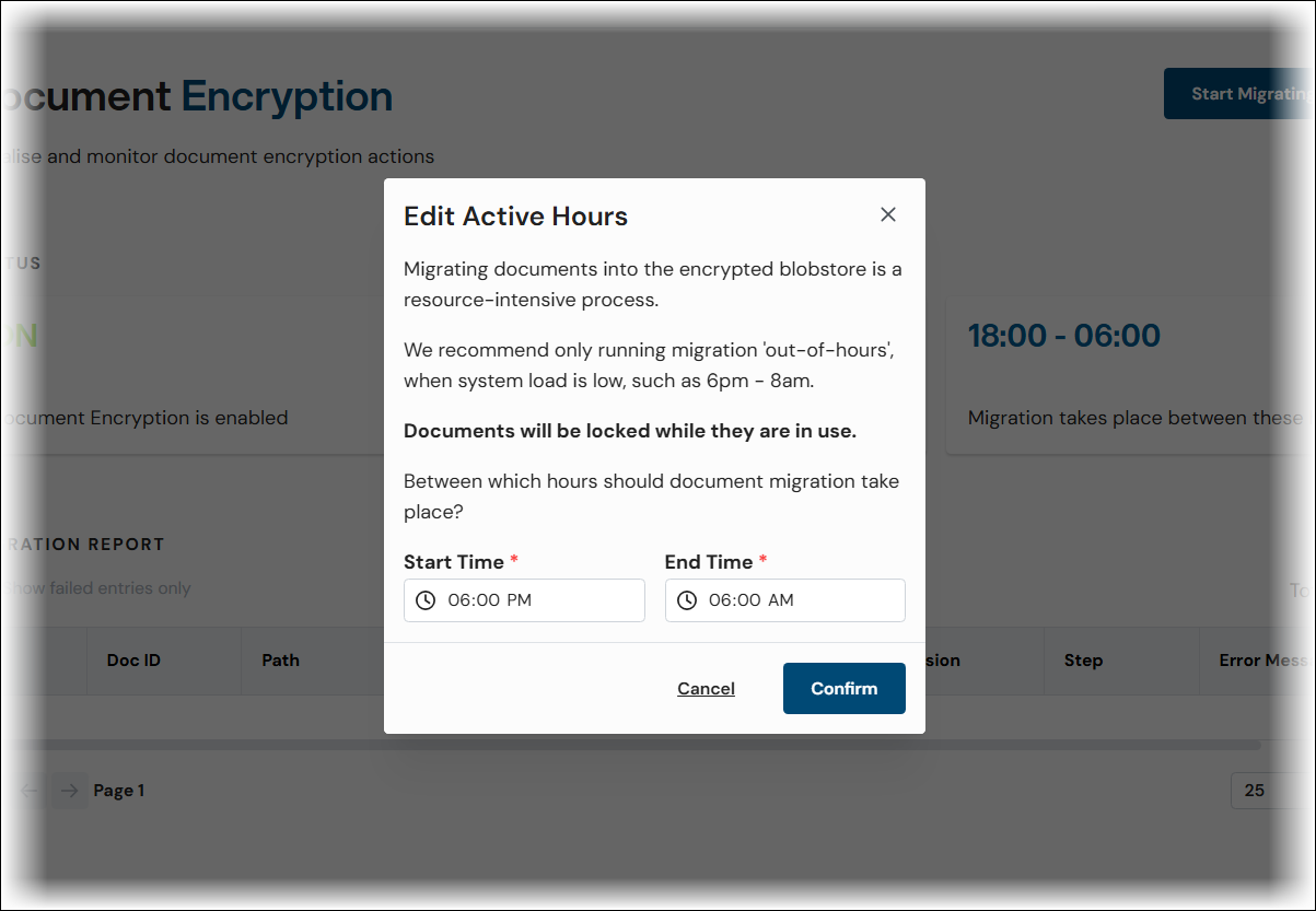 The Edit Active Hours window.